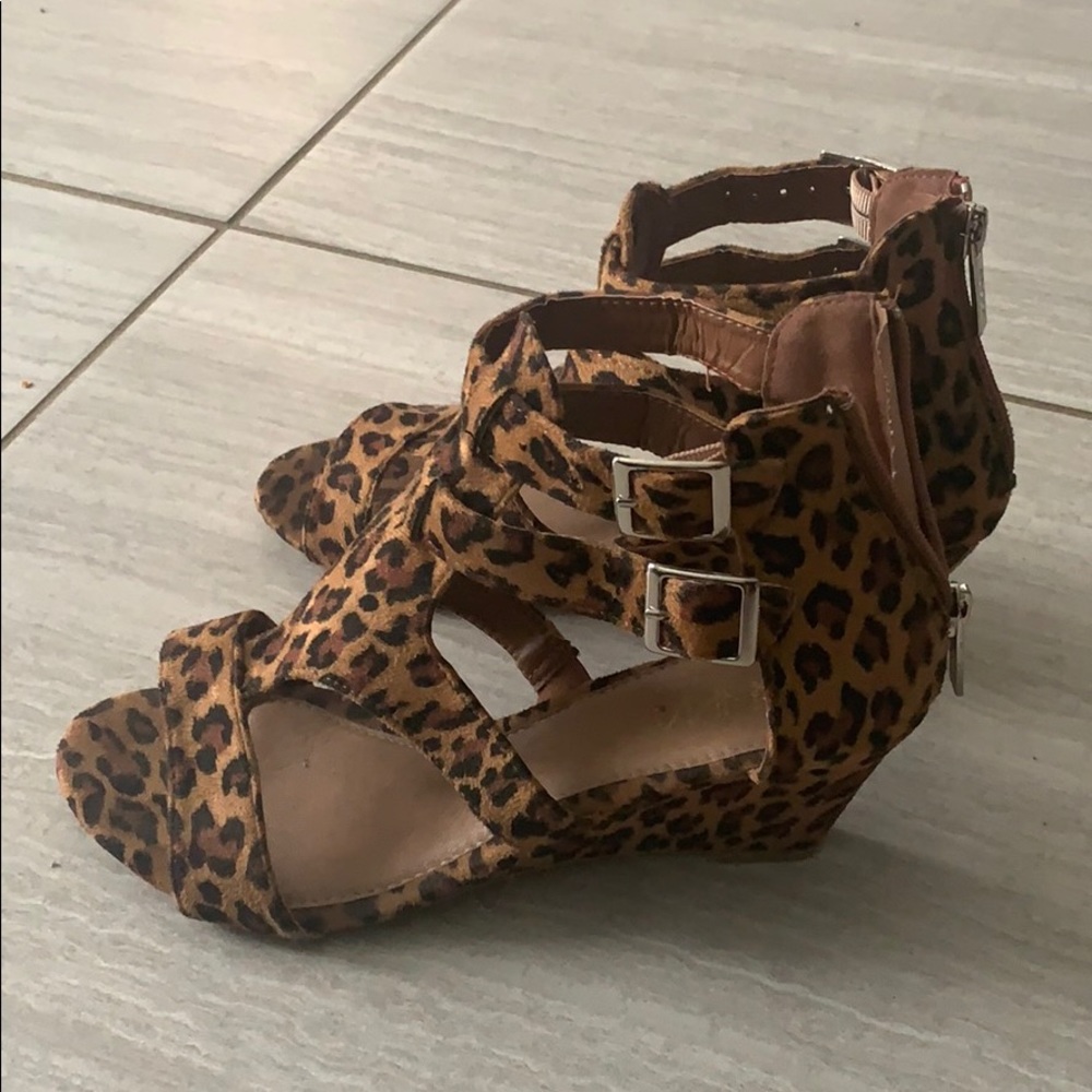 Animal print wedge sandals